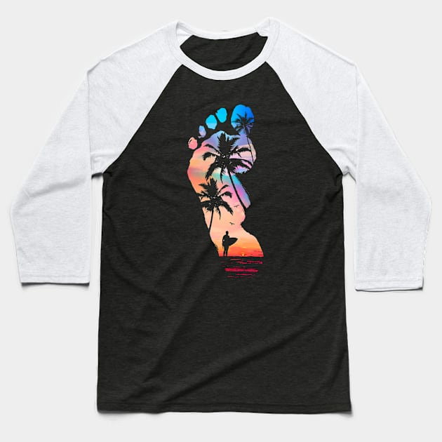 Surfer Footprint Baseball T-Shirt by Moncheng